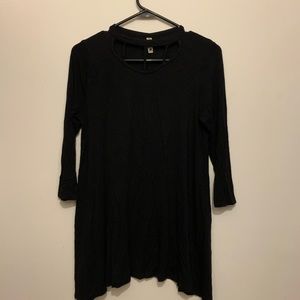 Black Mid-Sleeve Caged Top